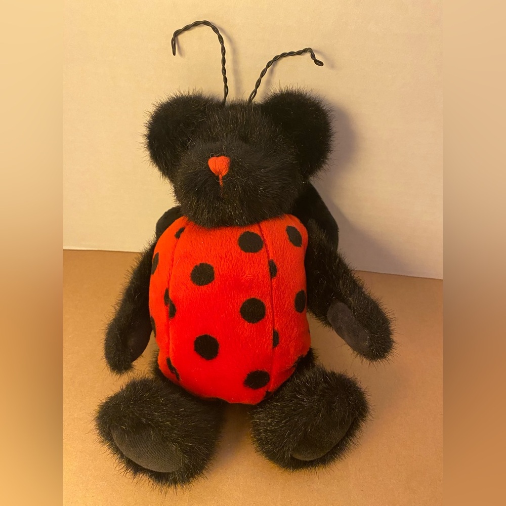 Plush Ladybug Bear Toy - Black and Red